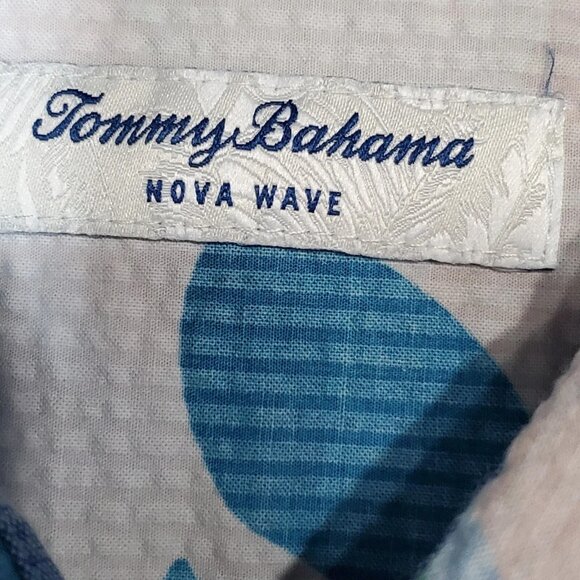 Tommy Bahama Men's XL Seersucker Nova Wave Beach Day Blooms Camp Shirt Pink Pool - Picture 7 of 9
